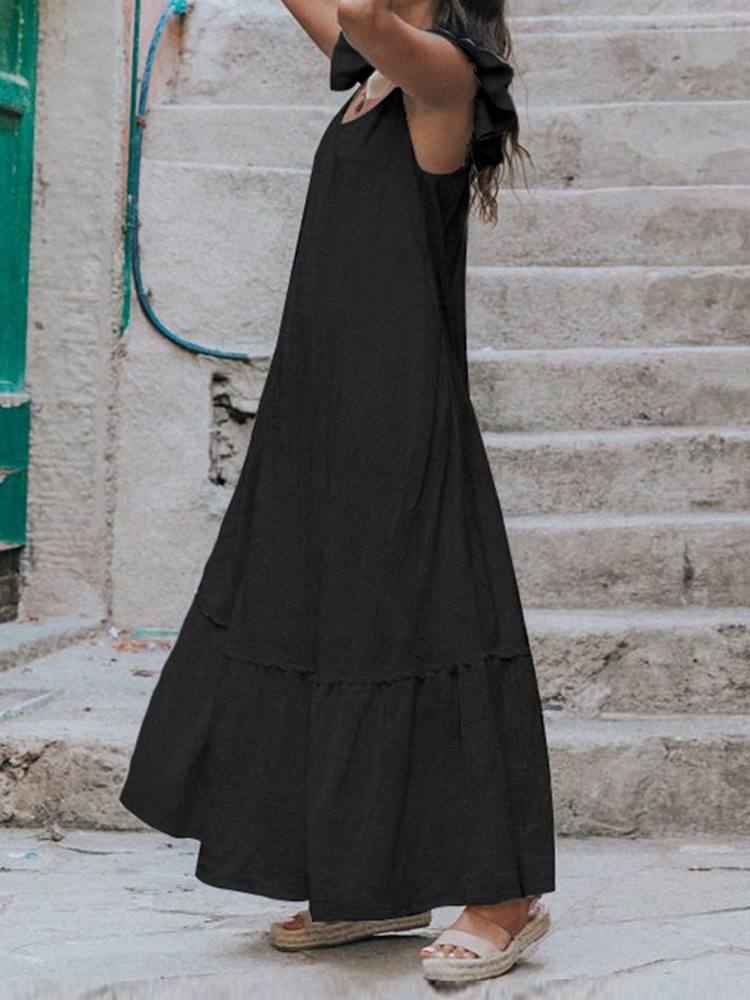 Vestido Mavie Longo Com Babados nas Alças Saia 1 Maria