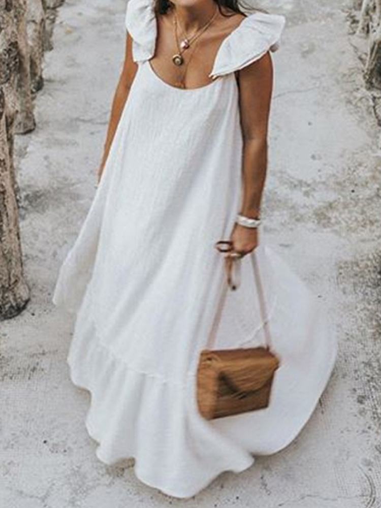 Vestido Mavie Longo Com Babados nas Alças Saia 1 Maria