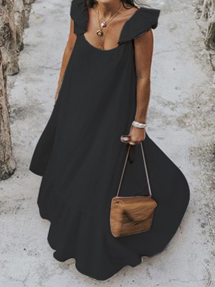 Vestido Mavie Longo Com Babados nas Alças Saia 1 Maria