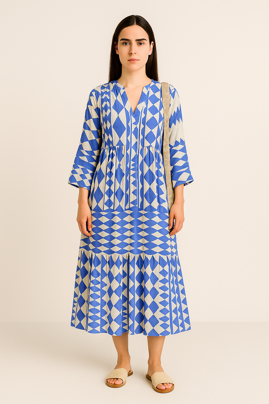 Vestido Longuete™ Tecido Leve Estiloso e Moderno