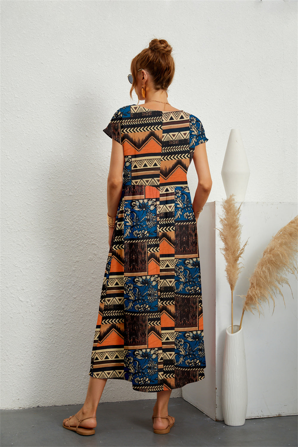 Vestido Bia Midi Manga Curta