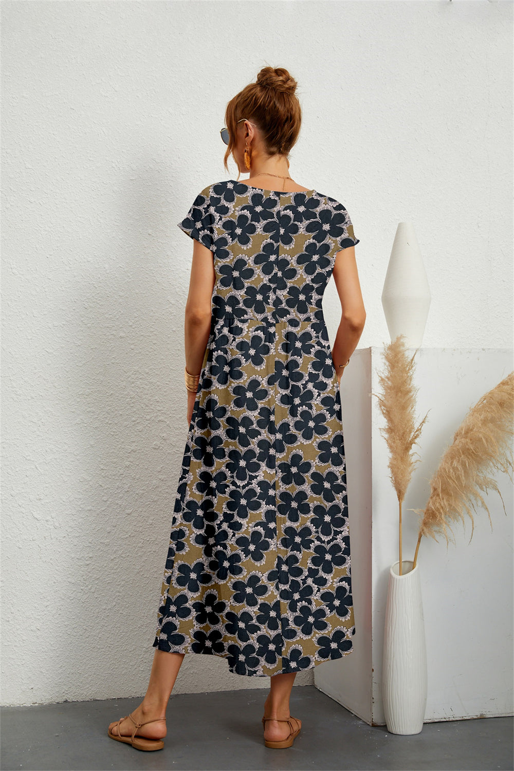 Vestido Bia Midi Manga Curta