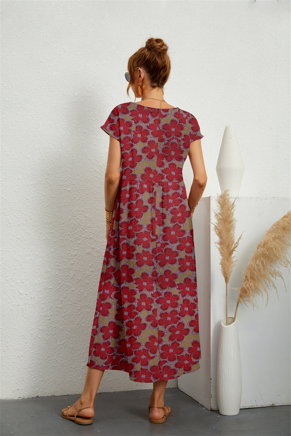 Vestido Bia Midi Manga Curta
