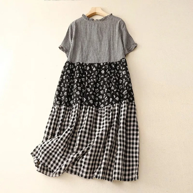 Vestido Marikita Midi Botões no Decote e Manga Curta