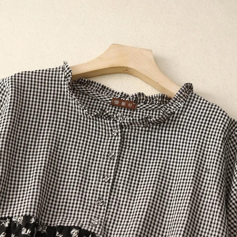 Vestido Marikita Midi Botões no Decote e Manga Curta