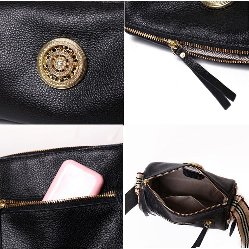 Bolsa Marie de Couro Legítimo Alça Listada