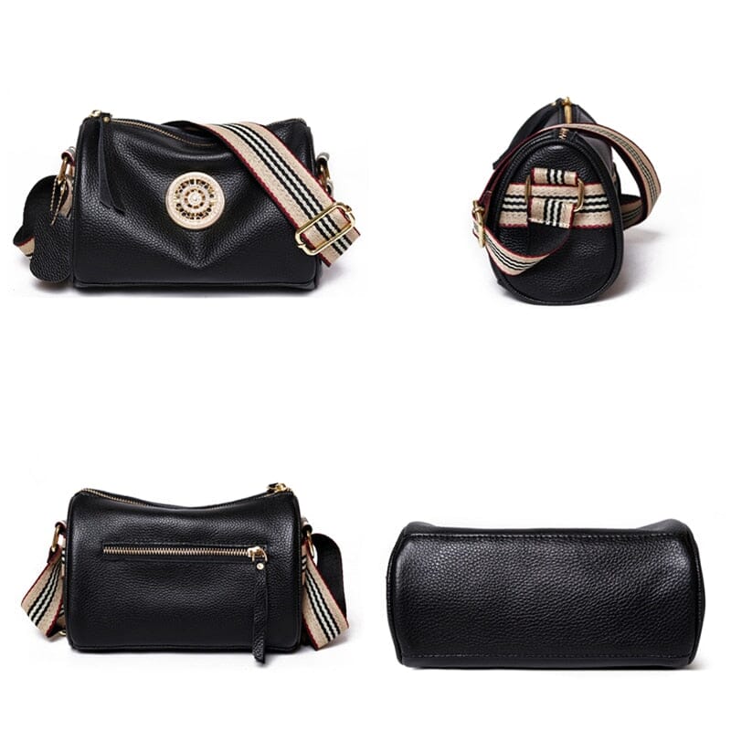 Bolsa Marie de Couro Legítimo Alça Listada
