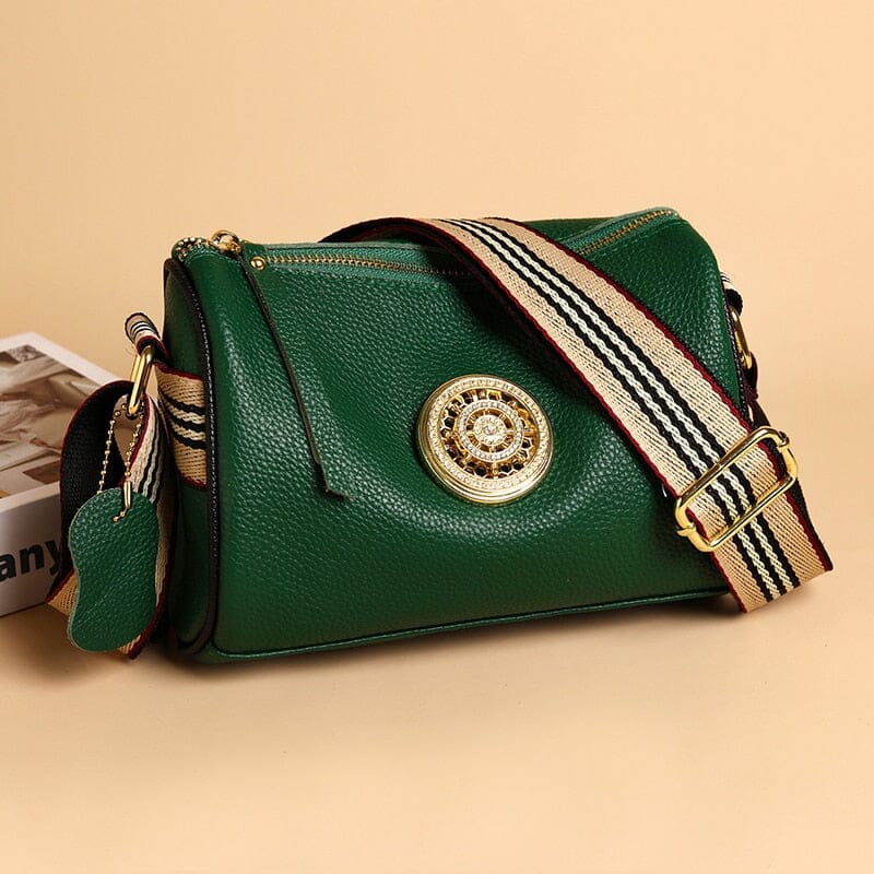 Bolsa Marie de Couro Legítimo Alça Listada