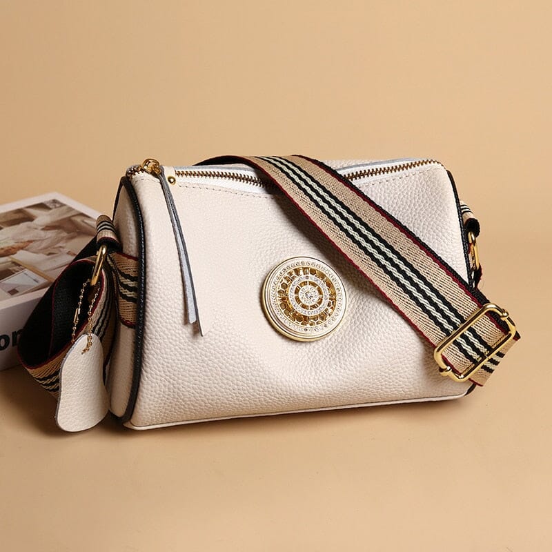 Bolsa Marie de Couro Legítimo Alça Listada