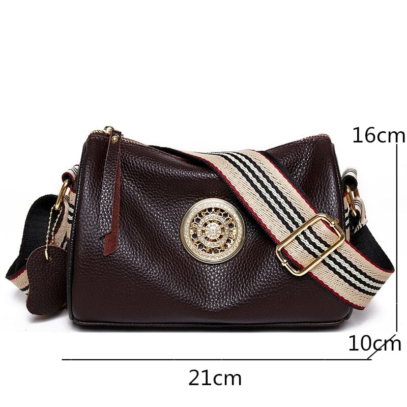 Bolsa Marie de Couro Legítimo Alça Listada