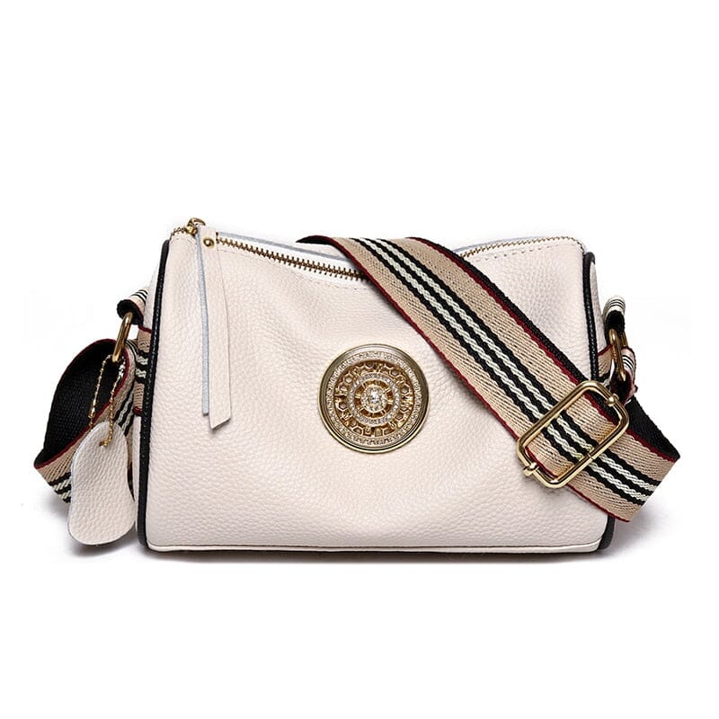 Bolsa Marie de Couro Legítimo Alça Listada