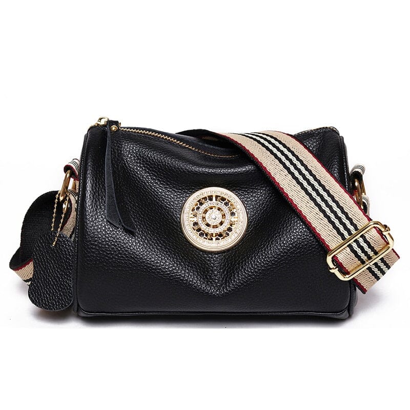 Bolsa Marie de Couro Legítimo Alça Listada