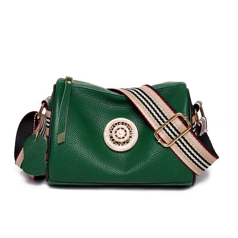 Bolsa Marie de Couro Legítimo Alça Listada