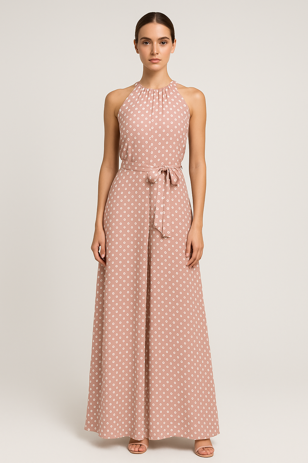 Vestido Jade Decote Halter Tecido Fluído