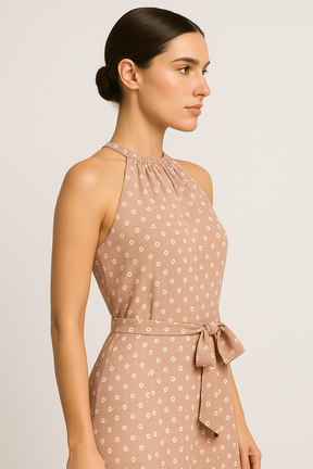 Vestido Jade Decote Halter Tecido Fluído