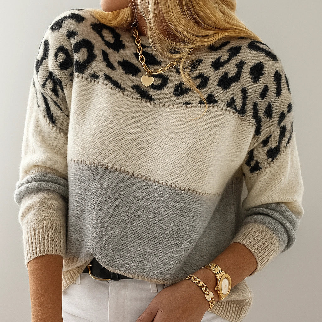 Blusa Tricot Savana Animal Print Elegante