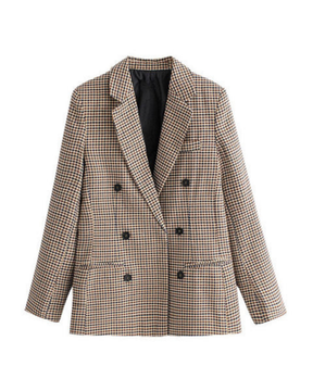 Blazer Helena Corte Alongado Tecido Xadrez