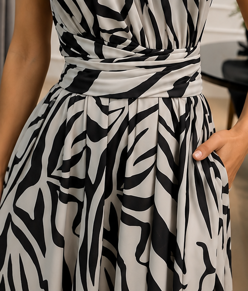 Vestido Mariana Longo Nula Manga e Fenda Frontal