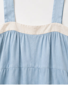 Vestido Serena Longo Bicolor Leve e Elegante.