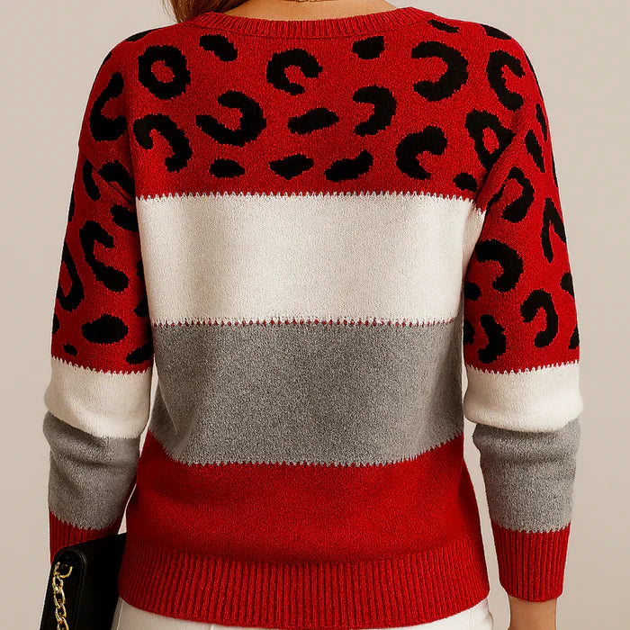Blusa Tricot Savana Animal Print Elegante