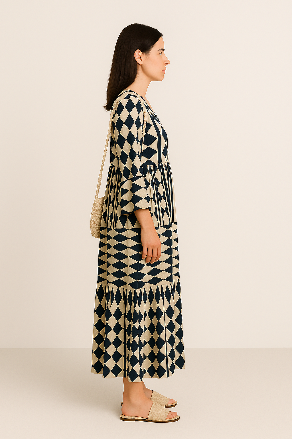 Vestido  Longuete™  Tecido Leve Estiloso e Moderno Black Friday