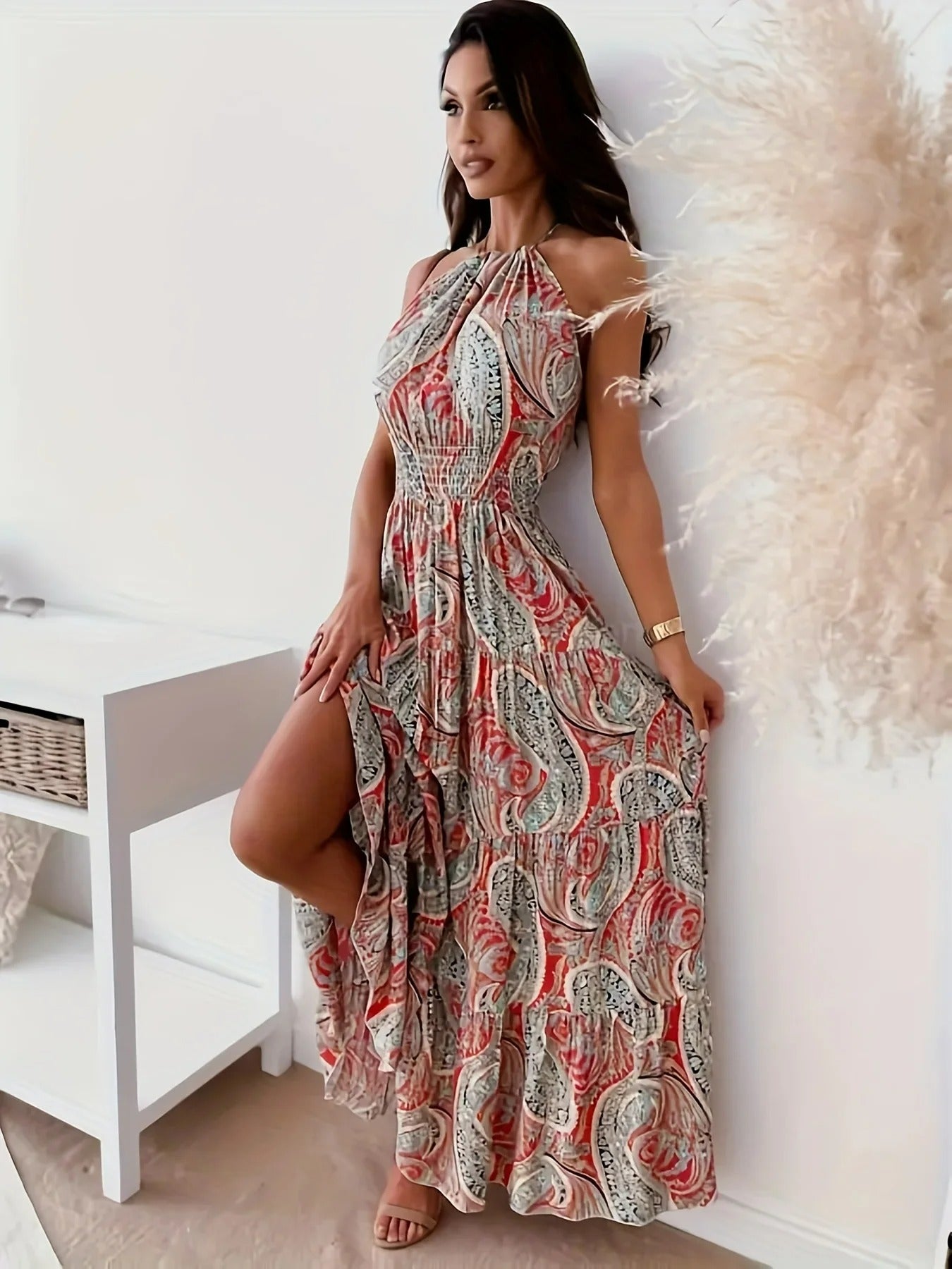 Vestido Raissa Estampa com Ondulação e Leve