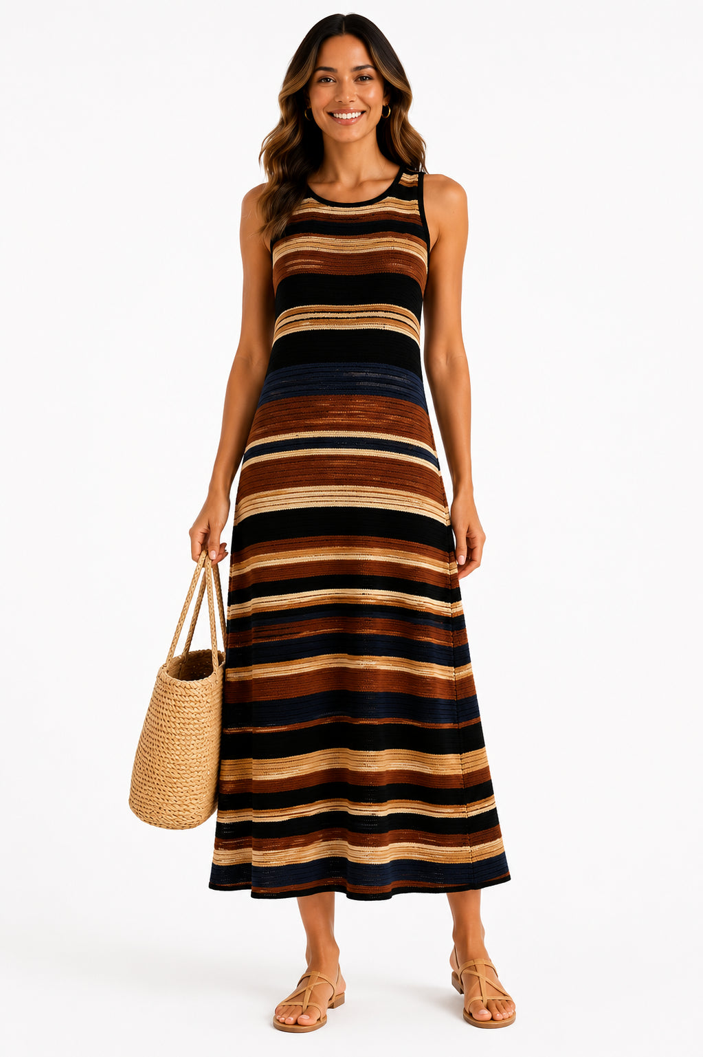 Vestido Marina Listrado Leve e Sofisticado
