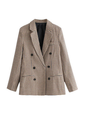 Blazer Helena Corte Alongado Tecido Xadrez