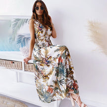 Vestido Flowers Estilo Casual Decote Profundo nas Costas